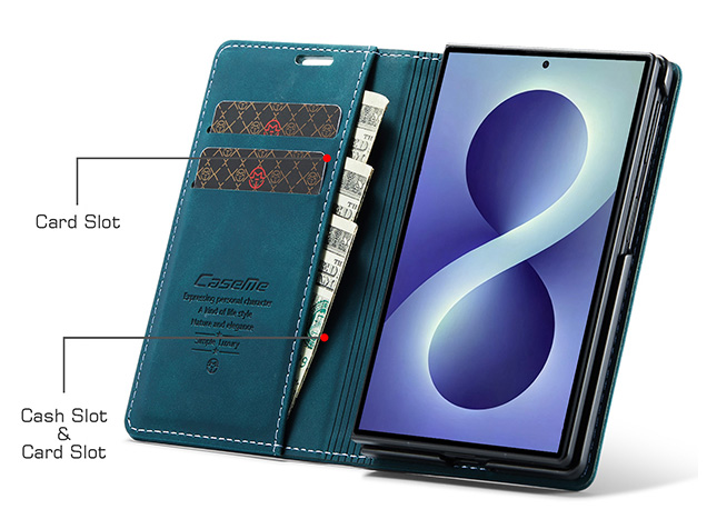 CaseMe Synthetic Leather Wallet Case with Stand for Galaxy Z Fold8 - Teal