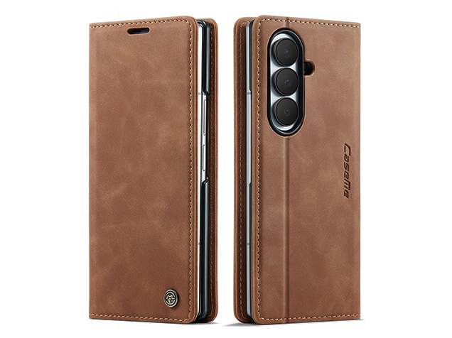 CaseMe Synthetic Leather Wallet Case with Stand for Galaxy Z Fold8 Ultra - Tan Leather Wallet Case