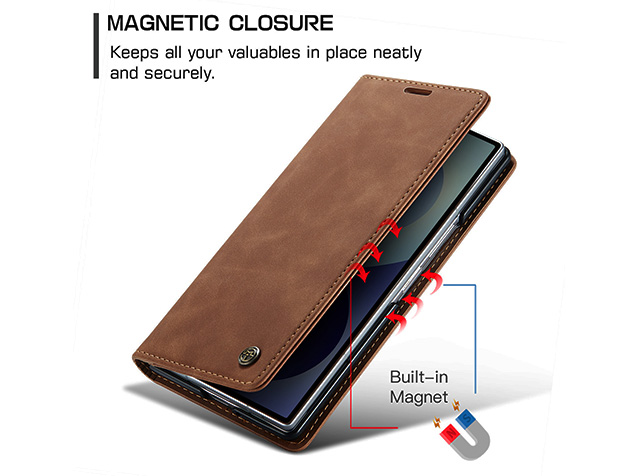 CaseMe Synthetic Leather Wallet Case with Stand for Galaxy Z Fold8 Ultra - Tan