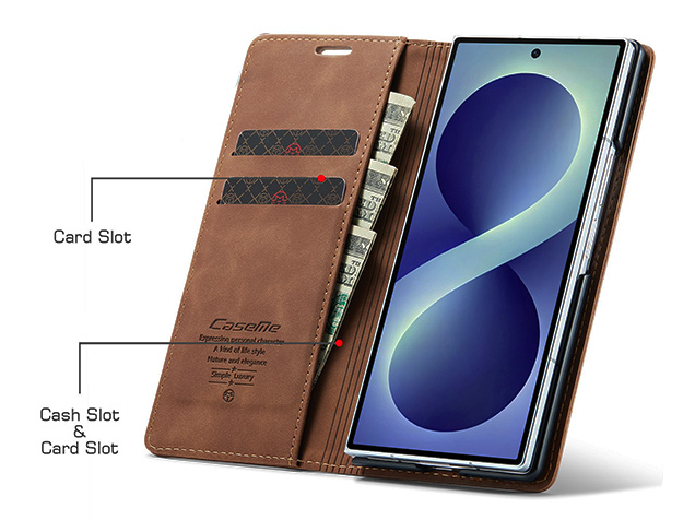CaseMe Synthetic Leather Wallet Case with Stand for Galaxy Z Fold8 Ultra - Tan