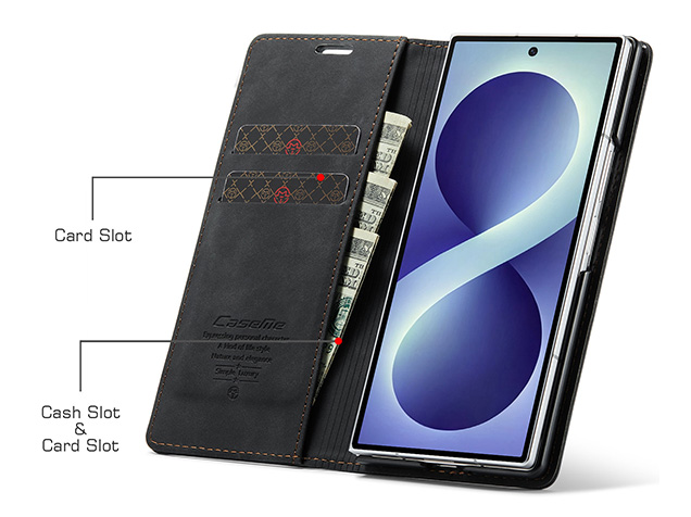 CaseMe Synthetic Leather Wallet Case with Stand for Galaxy Z Fold8 Ultra - Charcoal