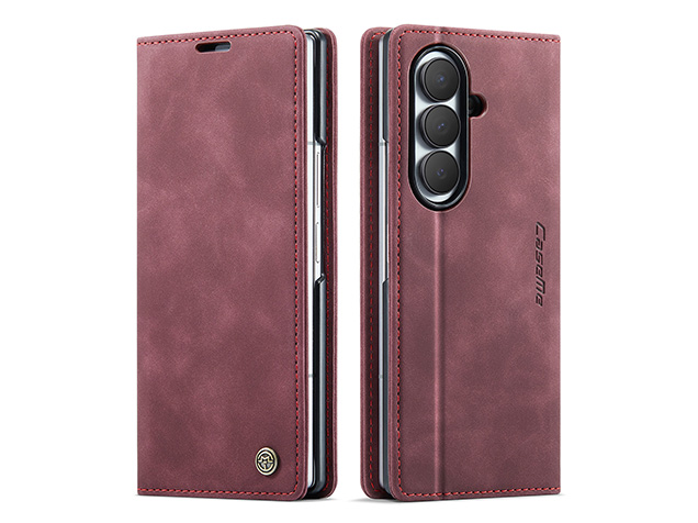 CaseMe Synthetic Leather Wallet Case with Stand for Galaxy Z Fold8 Ultra - Burgundy Leather Wallet Case