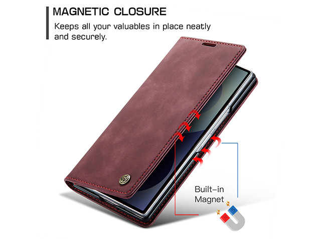 CaseMe Synthetic Leather Wallet Case with Stand for Galaxy Z Fold8 Ultra - Burgundy
