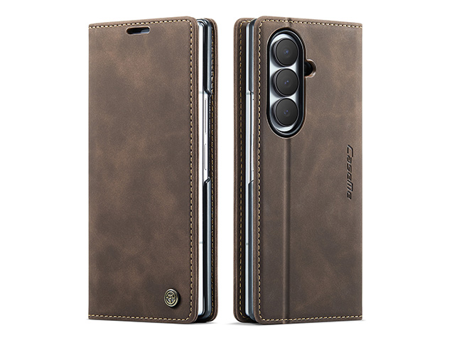 CaseMe Synthetic Leather Wallet Case with Stand for Galaxy Z Fold8 Ultra - Chocolate Leather Wallet Case