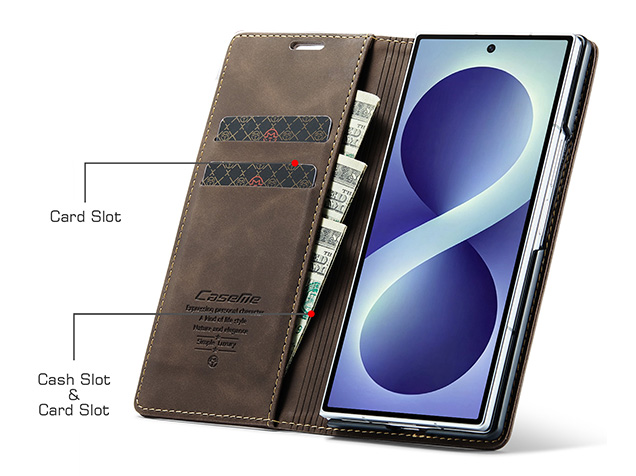 CaseMe Synthetic Leather Wallet Case with Stand for Galaxy Z Fold8 Ultra - Chocolate