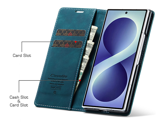 CaseMe Synthetic Leather Wallet Case with Stand for Galaxy Z Fold8 Ultra - Teal
