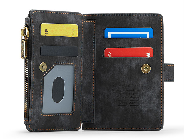 CaseMe Synthetic Leather Wallet Case with Zipper Pocket for Galaxy Z Fold8 - Charcoal