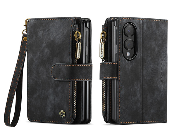 CaseMe Synthetic Leather Wallet Case with Zipper Pocket for Galaxy Z Fold8 - Charcoal
