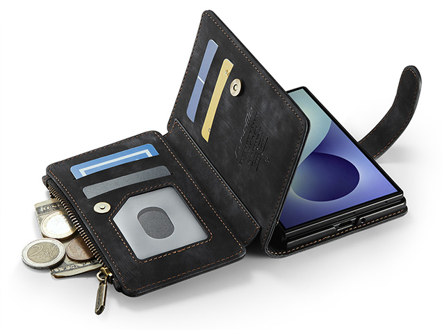 CaseMe Synthetic Leather Wallet Case with Zipper Pocket for Galaxy Z Fold8 - Charcoal