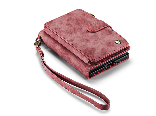 CaseMe Synthetic Leather Wallet Case with Zipper Pocket for Galaxy Z Fold8 - Blush Leather Wallet Case