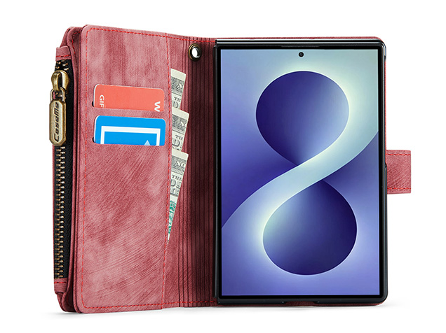CaseMe Synthetic Leather Wallet Case with Zipper Pocket for Galaxy Z Fold8 - Blush