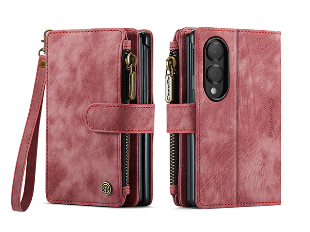 CaseMe Synthetic Leather Wallet Case with Zipper Pocket for Galaxy Z Fold8 - Blush