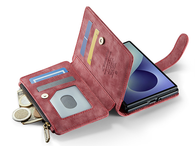 CaseMe Synthetic Leather Wallet Case with Zipper Pocket for Galaxy Z Fold8 - Blush