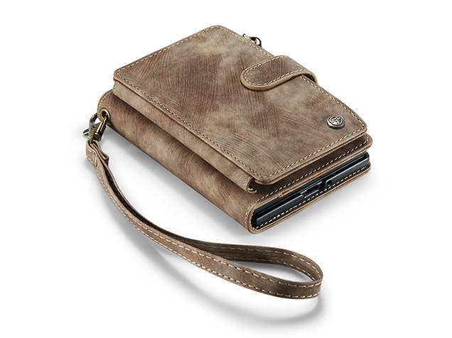 CaseMe Synthetic Leather Wallet Case with Zipper Pocket for Galaxy Z Fold8 - Desert Taupe Leather Wallet Case
