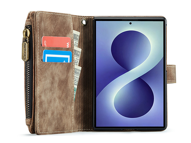 CaseMe Synthetic Leather Wallet Case with Zipper Pocket for Galaxy Z Fold8 - Desert Taupe