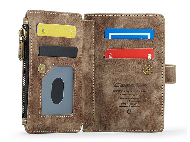 CaseMe Synthetic Leather Wallet Case with Zipper Pocket for Galaxy Z Fold8 - Desert Taupe
