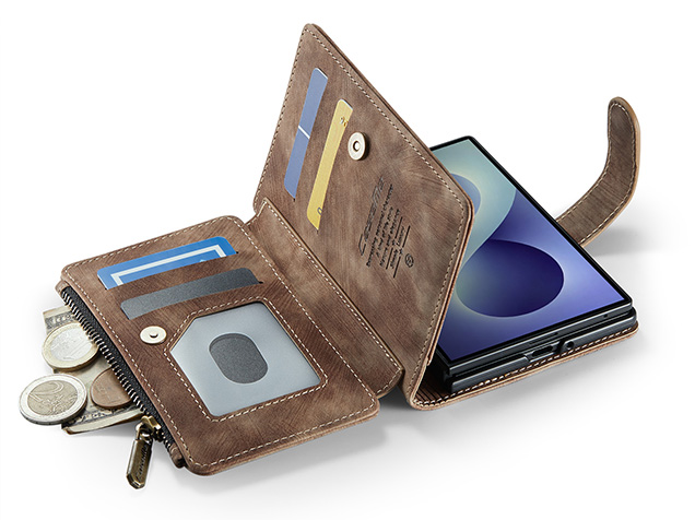 CaseMe Synthetic Leather Wallet Case with Zipper Pocket for Galaxy Z Fold8 - Desert Taupe