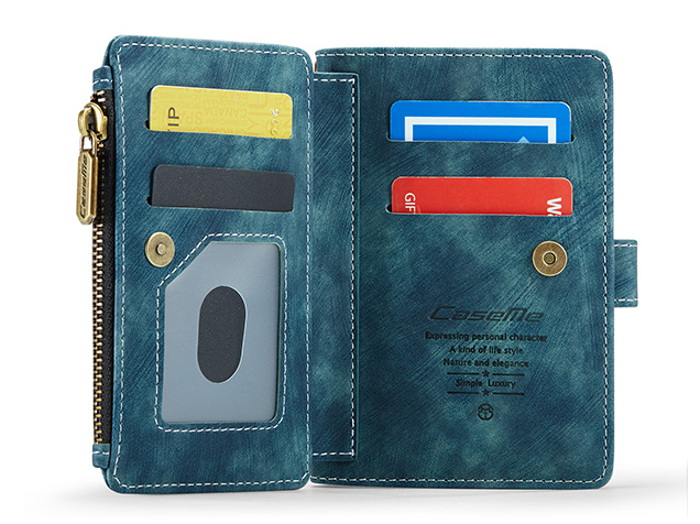 CaseMe Synthetic Leather Wallet Case with Zipper Pocket for Galaxy Z Fold8 - Teal