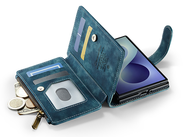 CaseMe Synthetic Leather Wallet Case with Zipper Pocket for Galaxy Z Fold8 - Teal
