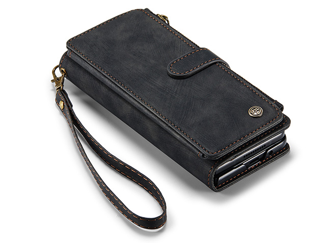 CaseMe Synthetic Leather Wallet Case with Zipper Pocket for Galaxy Z Fold8 Ultra - Charcoal Leather Wallet Case