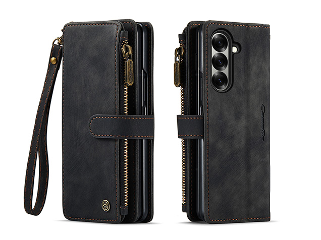 CaseMe Synthetic Leather Wallet Case with Zipper Pocket for Galaxy Z Fold8 Ultra - Charcoal