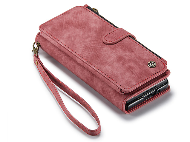 CaseMe Synthetic Leather Wallet Case with Zipper Pocket for Galaxy Z Fold8 Ultra - Blush Leather Wallet Case