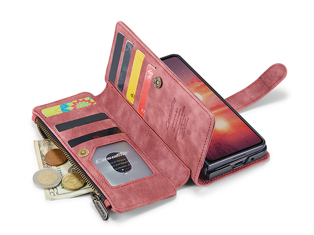 CaseMe Synthetic Leather Wallet Case with Zipper Pocket for Galaxy Z Fold8 Ultra - Blush