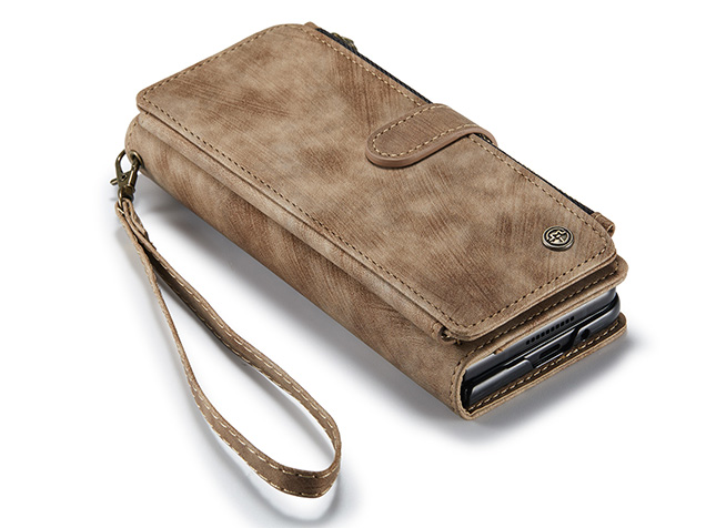 CaseMe Synthetic Leather Wallet Case with Zipper Pocket for Galaxy Z Fold8 Ultra - Desert Taupe Leather Wallet Case
