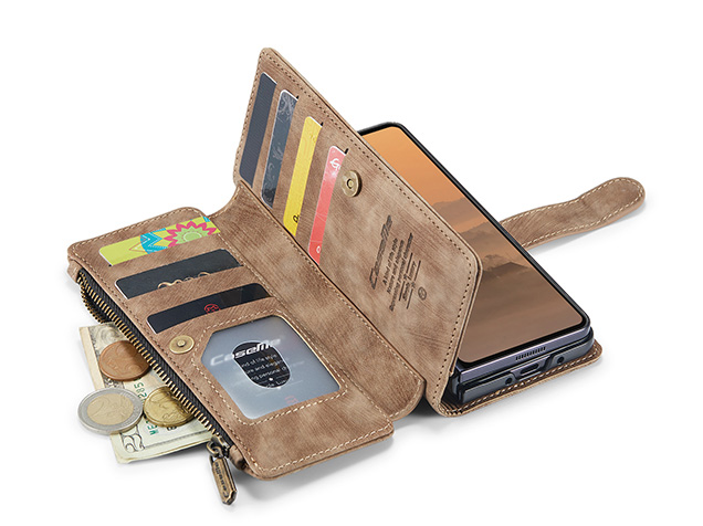 CaseMe Synthetic Leather Wallet Case with Zipper Pocket for Galaxy Z Fold8 Ultra - Desert Taupe