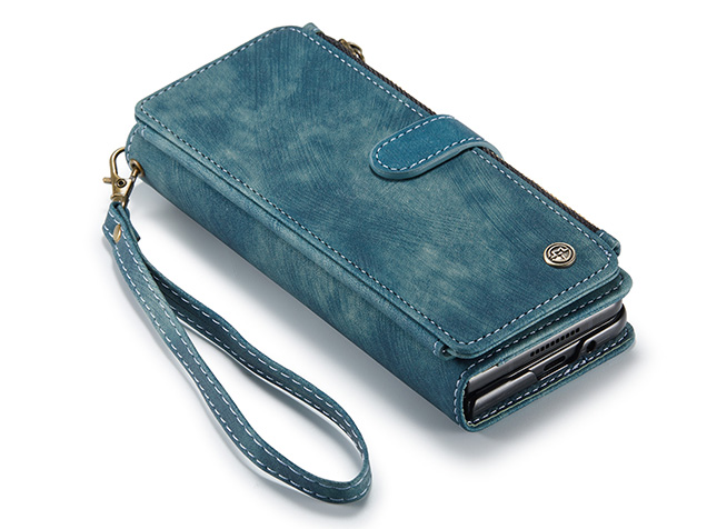 CaseMe Synthetic Leather Wallet Case with Zipper Pocket for Galaxy Z Fold8 Ultra - Teal Leather Wallet Case
