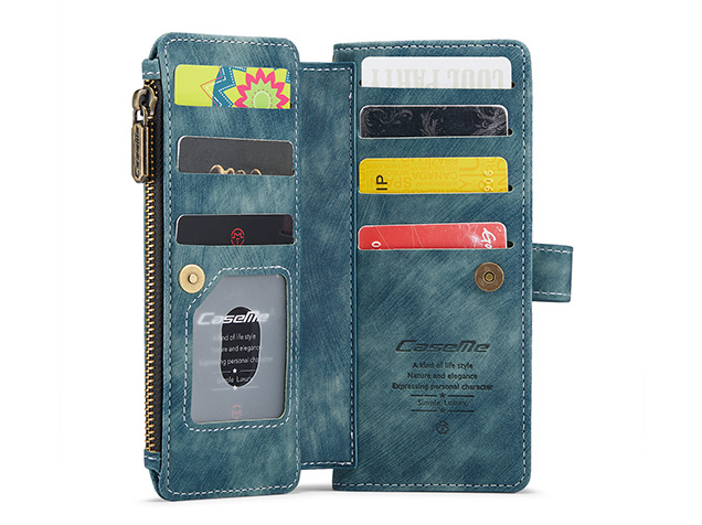 CaseMe Synthetic Leather Wallet Case with Zipper Pocket for Galaxy Z Fold8 Ultra - Teal