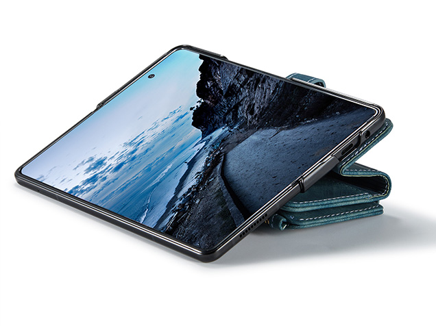 CaseMe Synthetic Leather Wallet Case with Zipper Pocket for Galaxy Z Fold8 Ultra - Teal