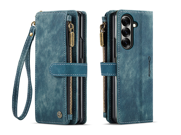 CaseMe Synthetic Leather Wallet Case with Zipper Pocket for Galaxy Z Fold8 Ultra - Teal