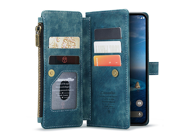 CaseMe Synthetic Leather Wallet Case with Zipper Pocket for Google Pixel 11 Pro - Teal