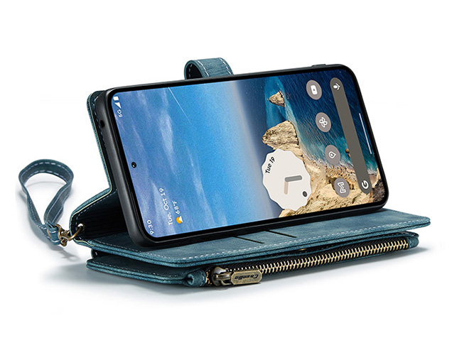 CaseMe Synthetic Leather Wallet Case with Zipper Pocket for Google Pixel 11 Pro - Teal