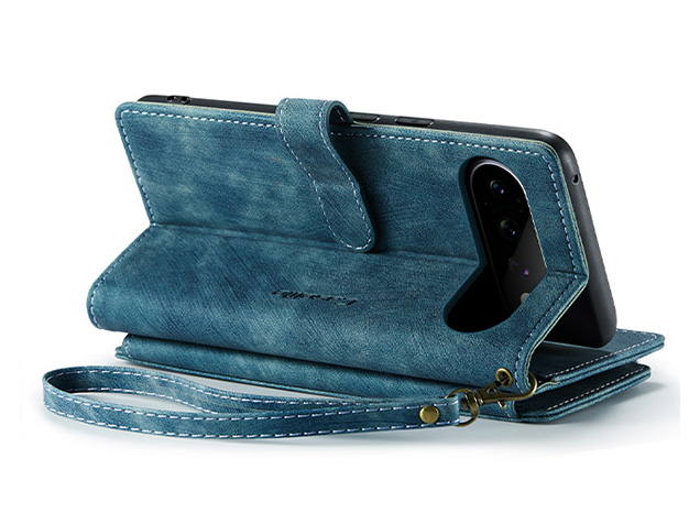 CaseMe Synthetic Leather Wallet Case with Zipper Pocket for Google Pixel 11 Pro - Teal