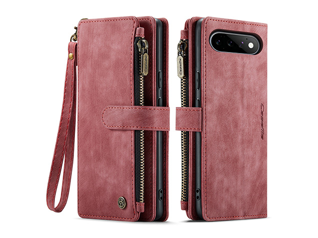 CaseMe Synthetic Leather Wallet Case with Zipper Pocket for Google Pixel 11 Pro - Blush Leather Wallet Case