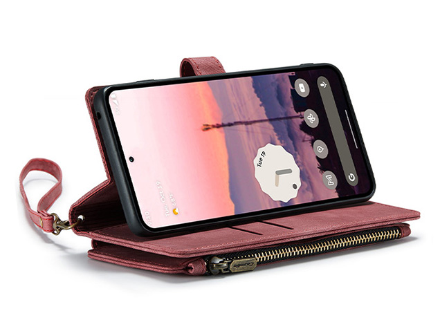 CaseMe Synthetic Leather Wallet Case with Zipper Pocket for Google Pixel 11 Pro - Blush