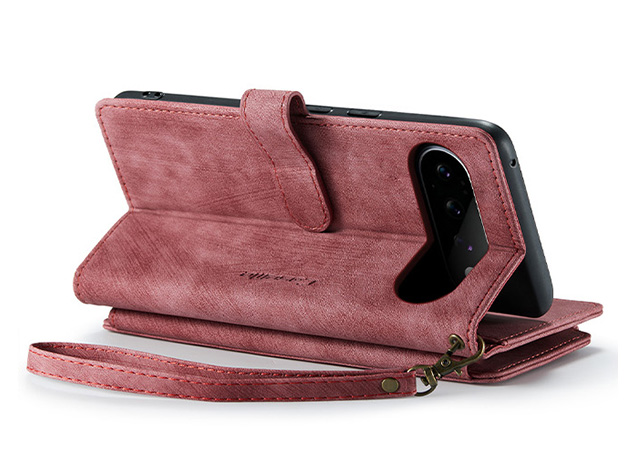 CaseMe Synthetic Leather Wallet Case with Zipper Pocket for Google Pixel 11 Pro - Blush