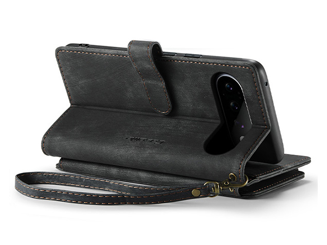CaseMe Synthetic Leather Wallet Case with Zipper Pocket for Google Pixel 11 Pro - Charcoal