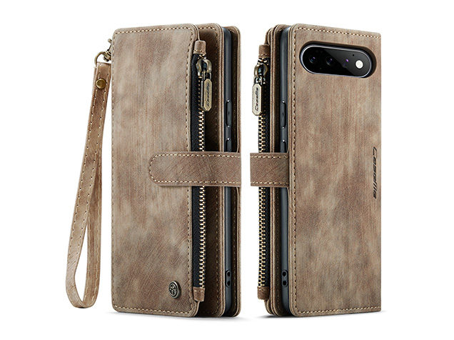 CaseMe Synthetic Leather Wallet Case with Zipper Pocket for Google Pixel 11 Pro - Desert Taupe Leather Wallet Case