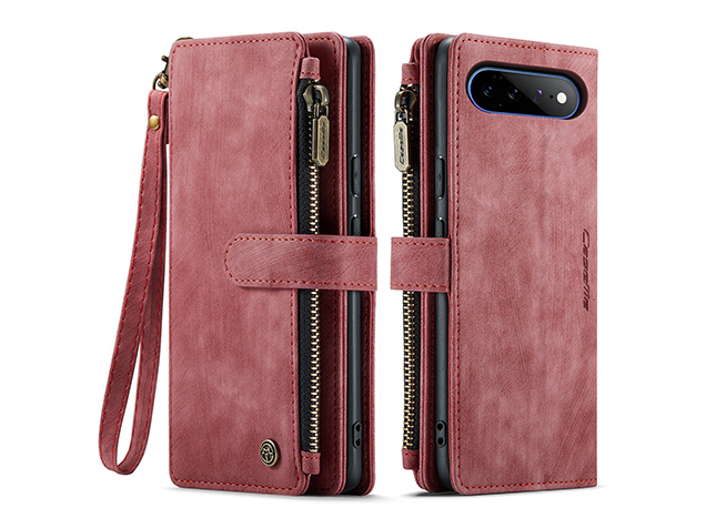 CaseMe Synthetic Leather Wallet Case with Zipper Pocket for Google Pixel 11 Pro XL - Blush Leather Wallet Case