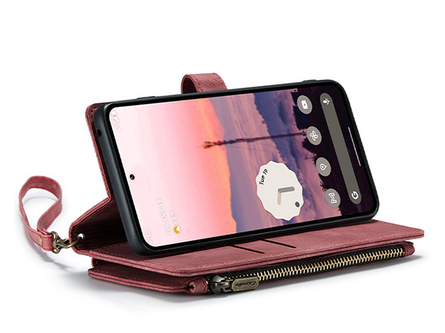 CaseMe Synthetic Leather Wallet Case with Zipper Pocket for Google Pixel 11 Pro XL - Blush