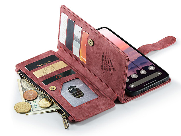 CaseMe Synthetic Leather Wallet Case with Zipper Pocket for Google Pixel 11 Pro XL - Blush