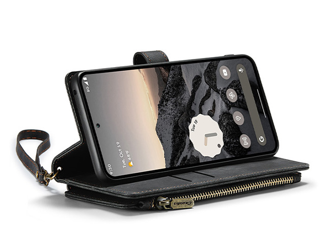 CaseMe Synthetic Leather Wallet Case with Zipper Pocket for Google Pixel 11 Pro XL - Charcoal
