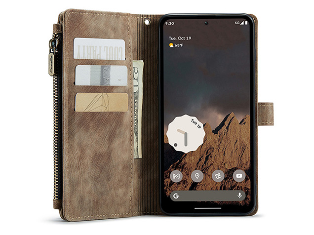 CaseMe Synthetic Leather Wallet Case with Zipper Pocket for Google Pixel 11 Pro XL - Desert Taupe