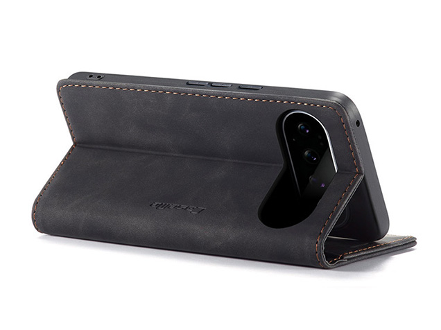 CaseMe Slim Synthetic Leather Wallet Case with Stand for Google Pixel 11 - Charcoal