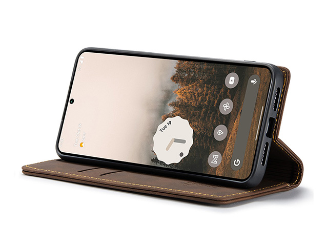 CaseMe Slim Synthetic Leather Wallet Case with Stand for Google Pixel 11 - Chocolate