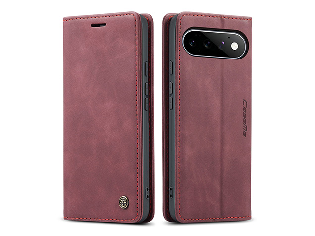 CaseMe Slim Synthetic Leather Wallet Case with Stand for Google Pixel 11 Pro - Burgundy Leather Wallet Case