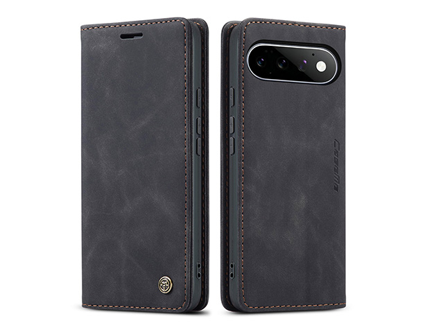 CaseMe Slim Synthetic Leather Wallet Case with Stand for Google Pixel 11 Pro - Charcoal Leather Wallet Case